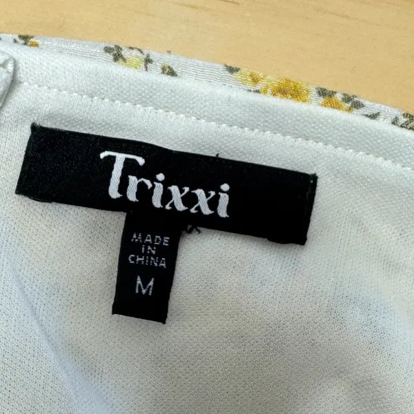 Trixxi Yellow Floral Midi Dress Lace Trim Tiered Boho 26ET76XXKV Womens Size M - Image 6