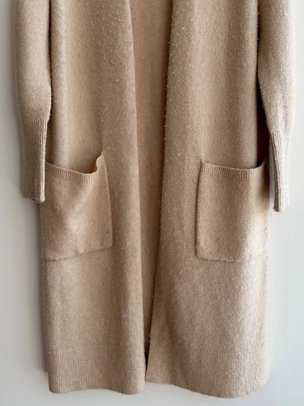 Banana Republic Long Lightweight Open Cardigan, Tan, Size Medium - Image 3