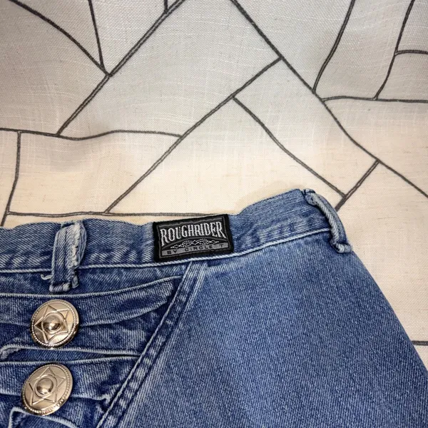 Roughrider by Circle T Vintage Western Jeans‎ Blue Denim V-Yoke Concho 28x34 - Image 6