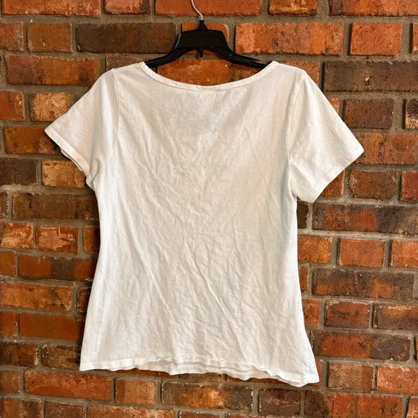 Harley Davidson womens logo bling skull henley short sleeve t-shirt white large - Image 5