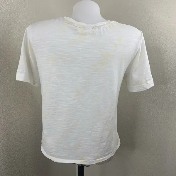 Loveshackfancy White Yellow Speckled Tshirt Women’s Sz XS Cotton Top *Flaw - Image 6