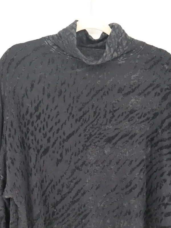 Majestic Filatures Woman's Black Burnout Velvet Cowl Neck Long Sleeve Top XL - Image 2