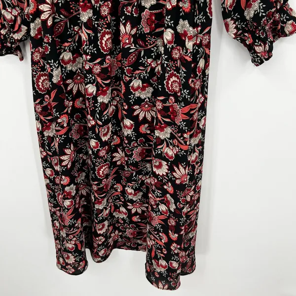 Talbots black Midi Floral leaf print Dress Bracelet Sleeve autumn Size P (XS) - Image 5