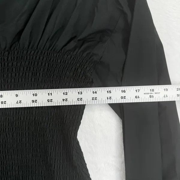 Derek Lam 10 Crosby Mini Dress Size 6‎ Black Long Sleeve Smocked Ruffle Cotton - Image 2