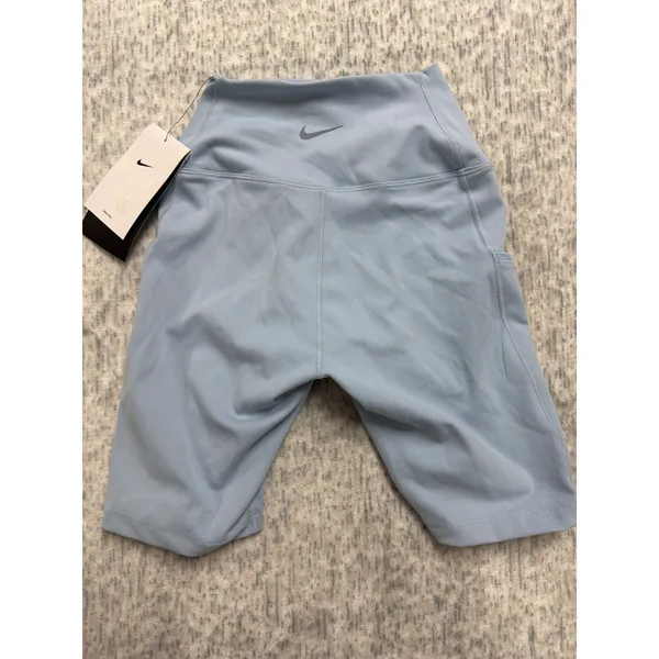 Nike‎ One Womens High Rise 8 Inch Biker Shorts Light Blue FZ6758-440 XS…. - Image 3