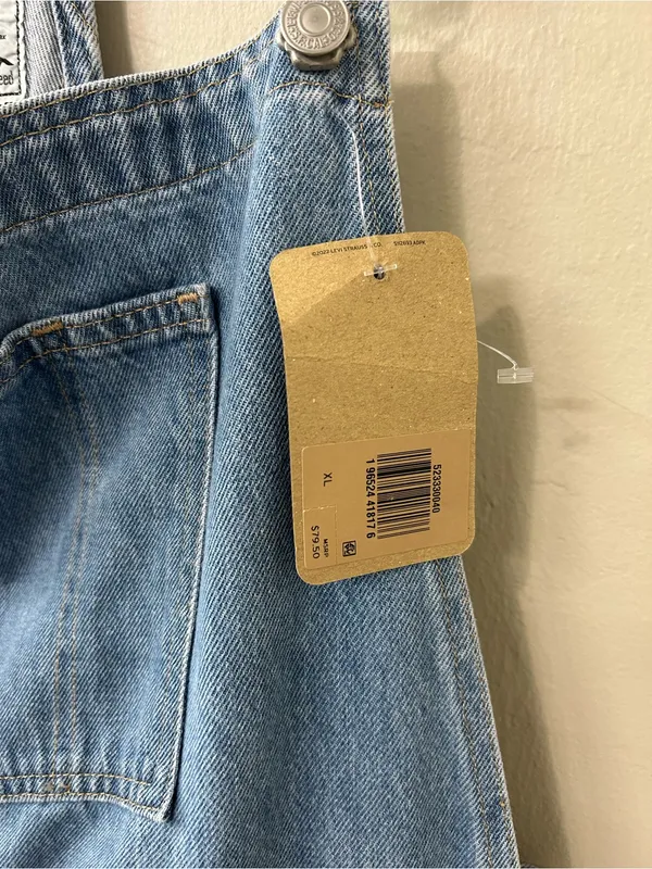 Levi's Utility Shortalls Denim Short Overalls Sz XL NWT - Image 4