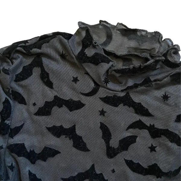 Super Spooky Black Sheer Long Sleeve Top 🔥 - Image 2