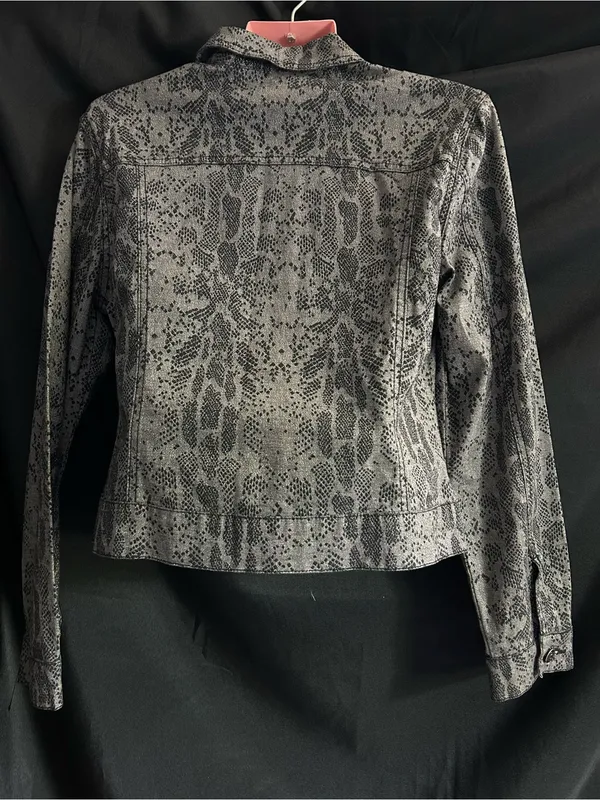 Crest Vintage Womens Grey Snake-Print Blazer Jacket SM - Image 2