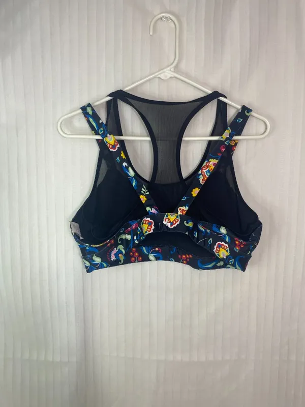 Lab Joy Women’s XL Floral Paisley Sports Bra Mesh Racerback Black Multicolor - Image 5