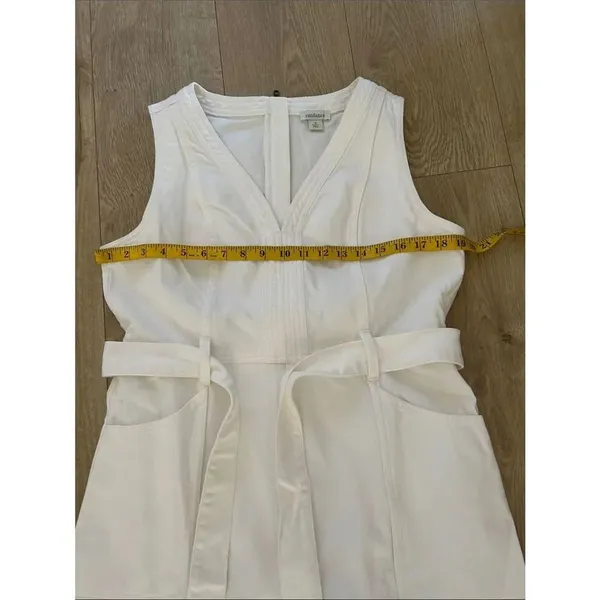 Sundance Poppy Denim Midi Dress Belted A-Line Pockets Boho, White, Size 12, NWOT - Image 12