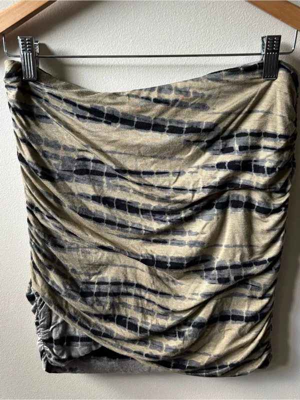 Free People Army Green, Beige and Black Tie-Dye Ruched Tube Top - Image 2