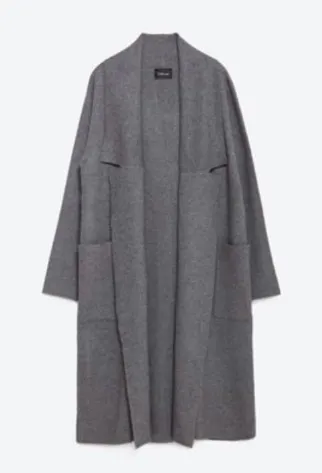 Long Knit Coat with Draped Neck - Image 6