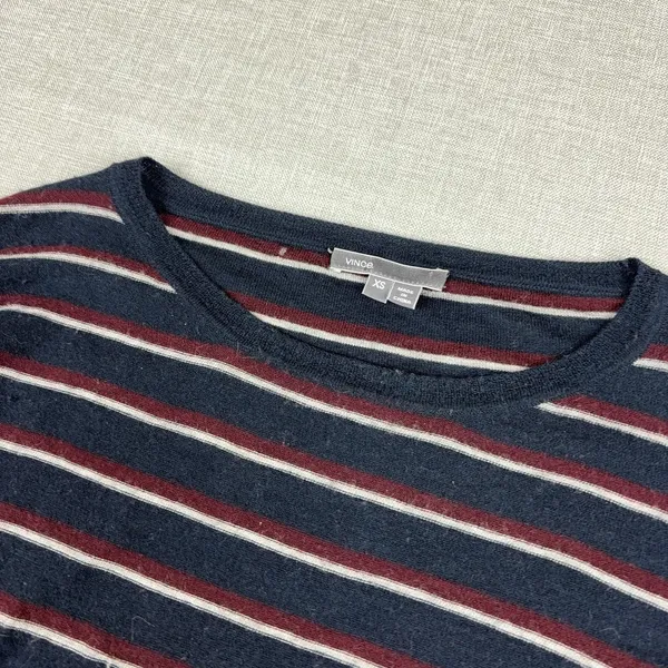 Vince Sweater Womens XS Blue Wool Cashmere Crew Neck Striped Knit Pullover - Image 2
