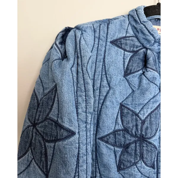 Free People Quinn Quilted Cotton Denim Jacket Women's Size XS - Image 7