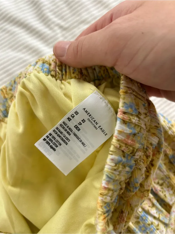 American Eagle Outfitters Yellow Floral Drawstring Flowy Shorts - Image 3
