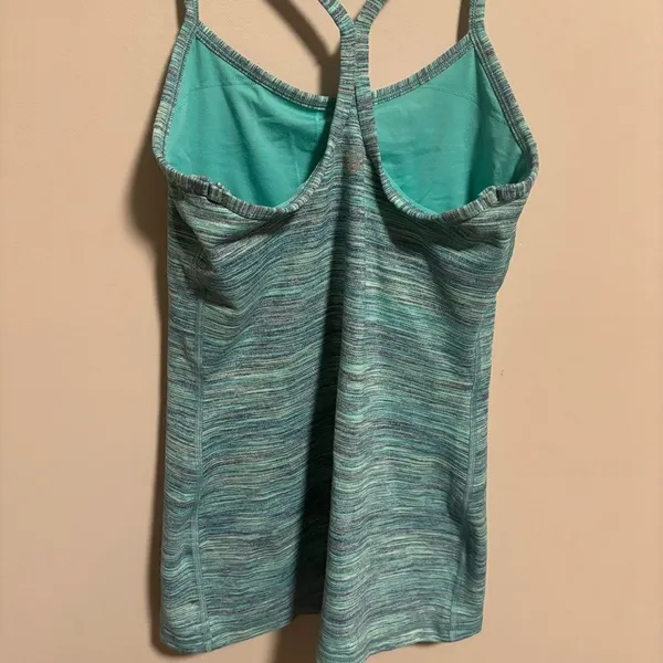 Lululemon Power Y Tank Heathered Green Tank Top- Size 4 - Image 3