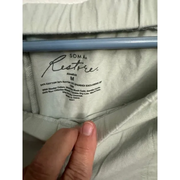 Soma Restore AloeKnit Sage Green Lounge Pants Women M Cotton Blend Straight (D) - Image 3