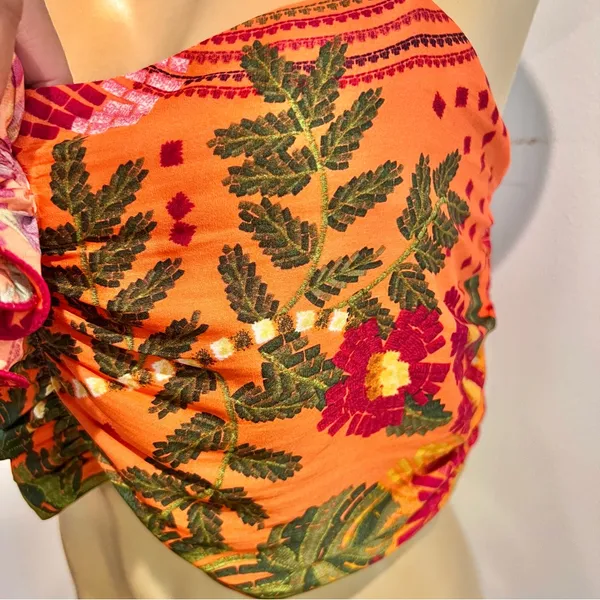 New Joie Floral Crop Top Sz L Smocked Camisole Orange Flower NWT - Image 4