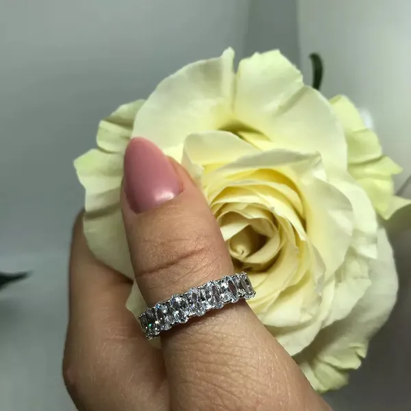 Sterling Silver SIZE 5 925 Oval Cubic Zirconium Eternity Ring - Image 5