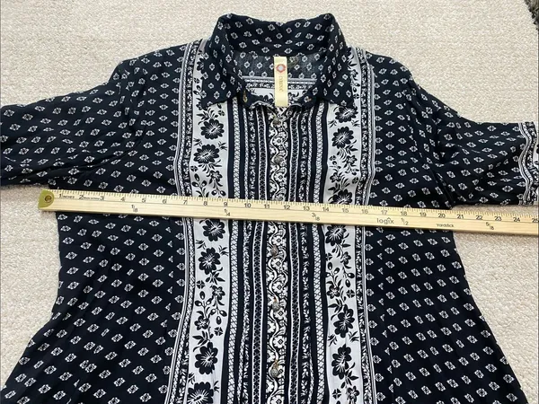 Anthropologie by Cyrena Boho Purple Printed Button-Front Mini Shirt Dress Size L - Image 12
