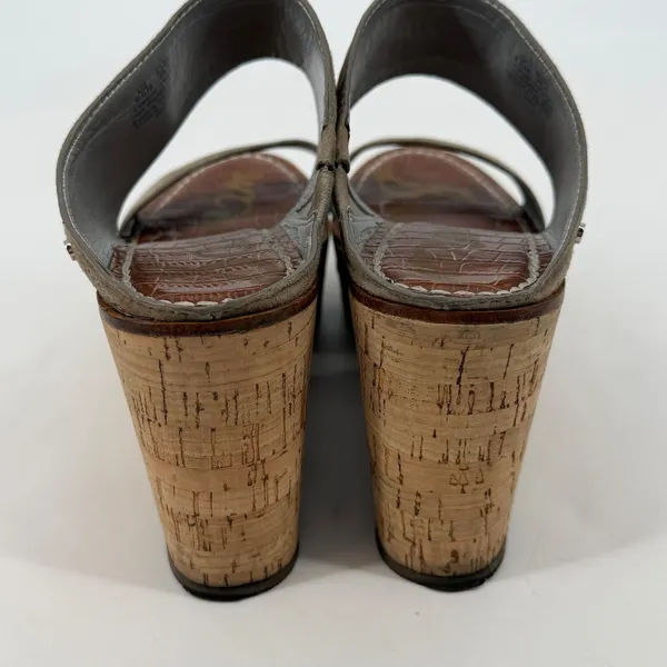 Sam Edelman Dali Taupe Suede Cork Platform Wedge Sandals‎ Womens 8.5M - Image 3