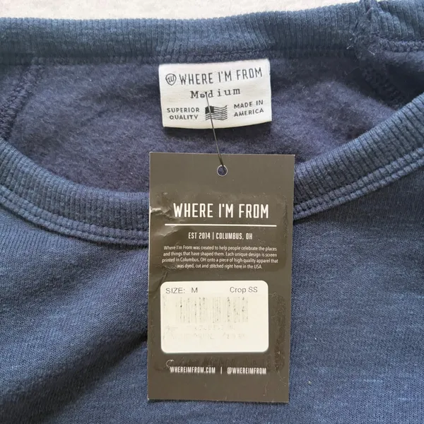 Where I'm From Boston Go Sports Cropped‎ Sweatshirt Navy Blue Medium NWT USA - Image 9