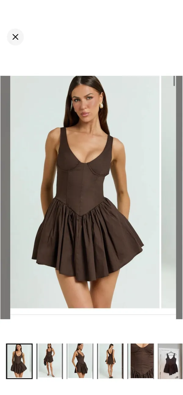 New Showpo Ashlyn Mini Dress in Chocolate Brown Size 12 L - Image 2