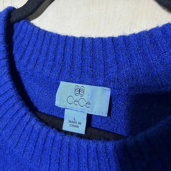 CeCe Blue Sweater Womens Large Knit Pullover Crewneck‎ Soft Cozy Top - Image 3