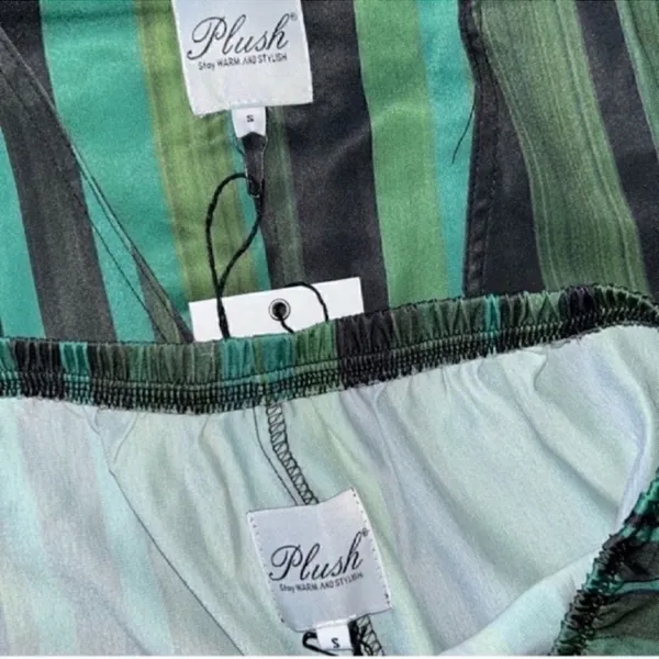 Plush Revolve Striped Green & Black Pants Vest Set(Size Small) - Image 8