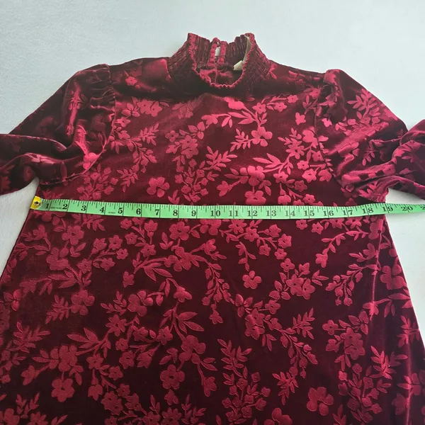 Matilda Jane 21Y Melanie Velour Long Sleeve Holiday Dress‎ Burgundy Floral Small - Image 6