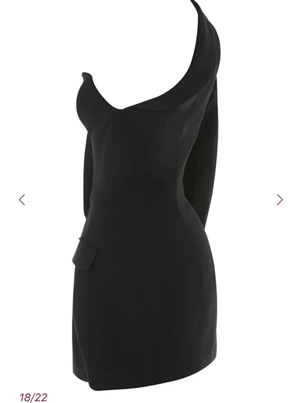 House of CB FEBE Black Crepe One Sleeved Tuxedo Dress - Image 8
