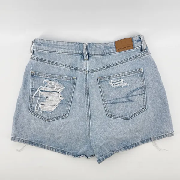American Eagle Ripped‎ Denim Shorts Light Wash Comfort Stretch Waistband Size 4 - Image 4