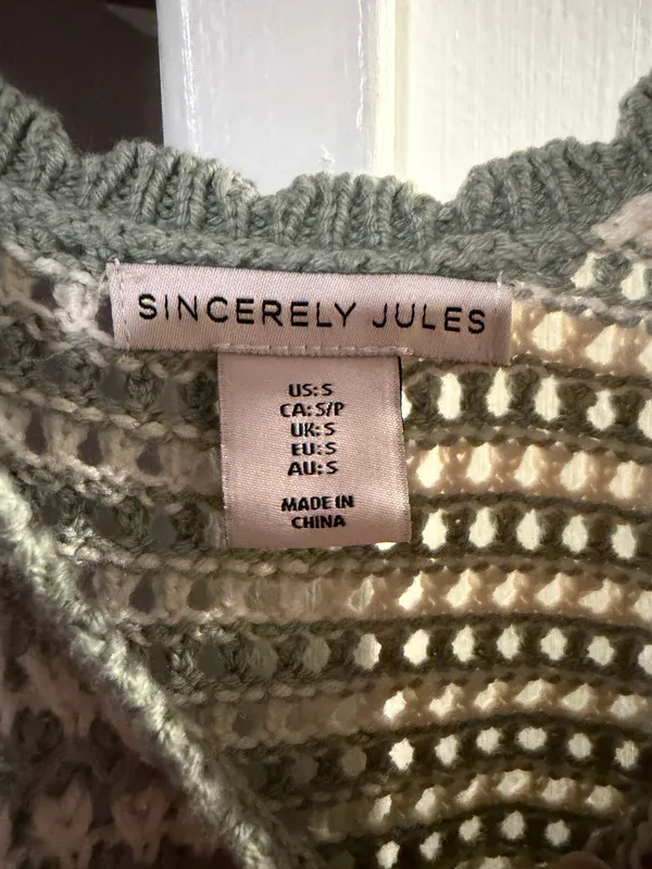 Sincerely Jules Crochet Striped Tank Top – Size Small - Image 3