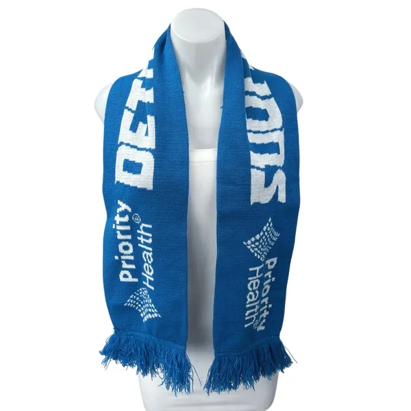 NFL Football Detroit Lions Priority Health Logo Fringe Promotional Wrap Scarf OS - Image 3