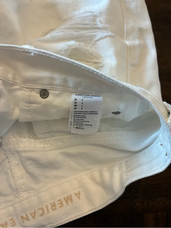 American Eagle Jean Shorts Women’s 4 Hi-Rise Festival Midi White Denim Cutoff - Image 2