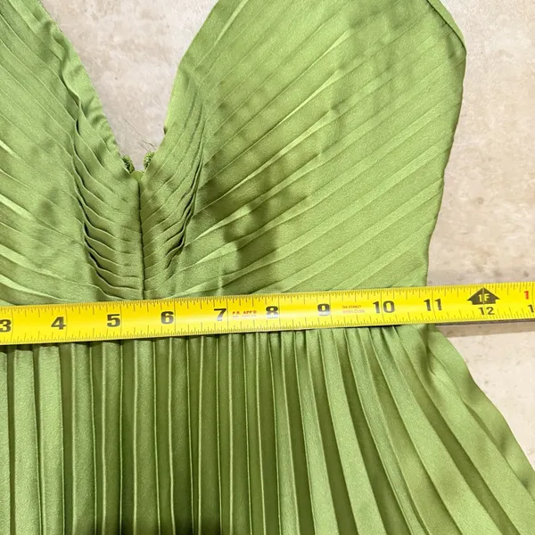 Abercrombie & Fitch Giselle Pleated Mini Dress Size XXS Tall Green - Image 5