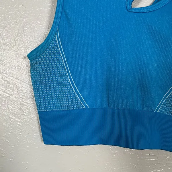 Gymshark Women M Blue Ultra Seamless Sports Bra Strappy Stretch Gym Athletic - Image 2