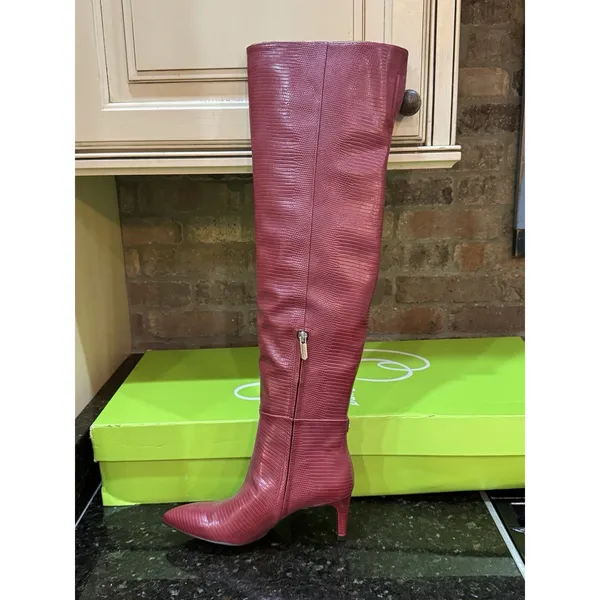 Sam Edelman Ursula Rhubarb Pointed Toe High Knee Kitten Skinny Heel Size 5.5 - Image 5