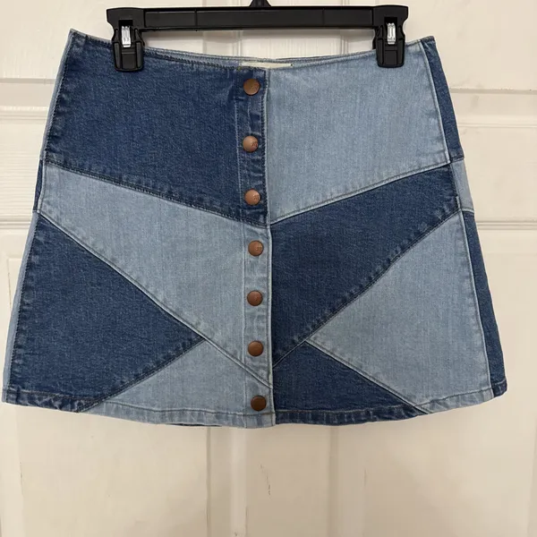 Y2K STYLE NWOT Madewell Pieced Jean Skirt‎ / 28 / SERGE WASH G5929 OLDSTOCK - Image 4