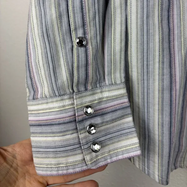 Ariat‎ Pro Series Women's XL Striped Button Up Western Shirt Bedazzled Snaps - Image 2