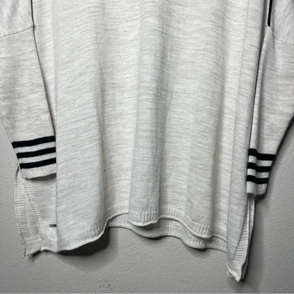 Mersea Heathered Cream Black Stripe Catalina Crewneck Sweater One Size - Image 3