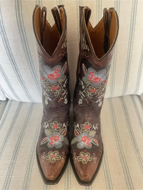 Old Gringo Bonnie 13" Floral Embroidered Leather Western Boots 7.5 B Style L649 - Image 4