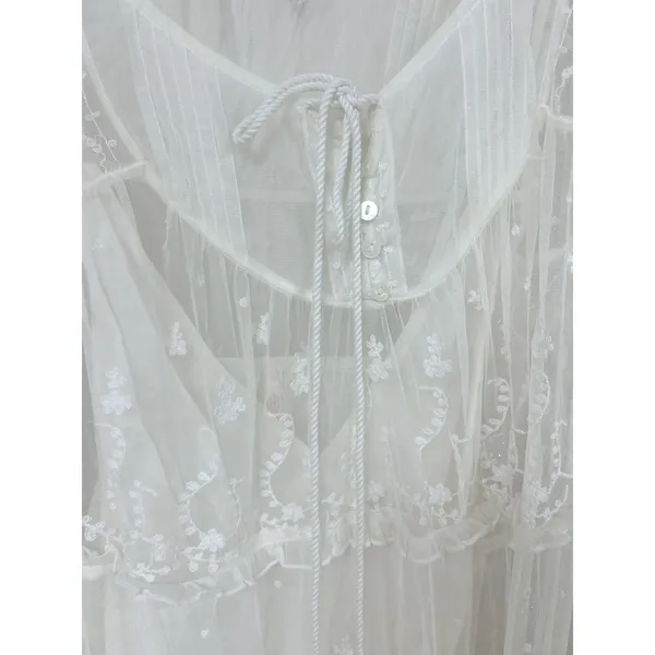 Free People Cream Stevie Embroidered Mesh & Lace Maxi Dress Celestial Fairy New - Image 4