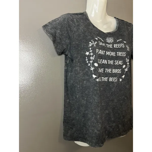 Source Unknown Save The Reefs Graphic Shirt Womens Medium Gray Scoop Neck Nature Eco Tee - Image 3