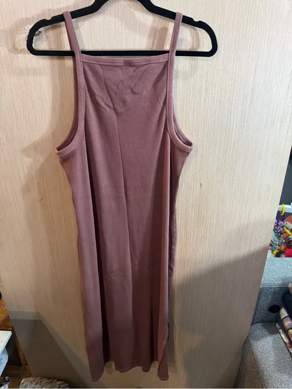 Women’s Old Navy Brown Ribbed Spaghetti Strap Dress Size XL - Image 4