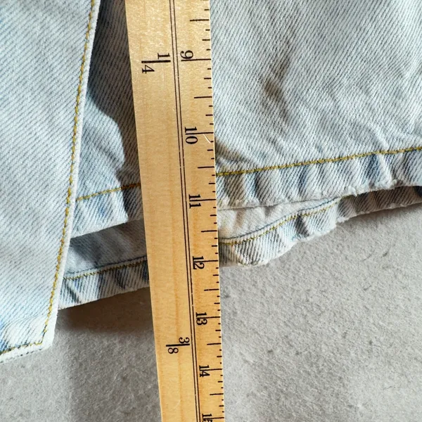 596 | Altar'd State Denim Wrap‎ Denim Skort Light Wash Button Front Women Medium - Image 4