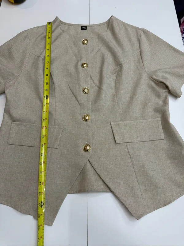 SHEIN Women’s Short Sleeve Blazer Tops Gold Buttons Set of 2 size 1XL ( 14 US ) - Image 7