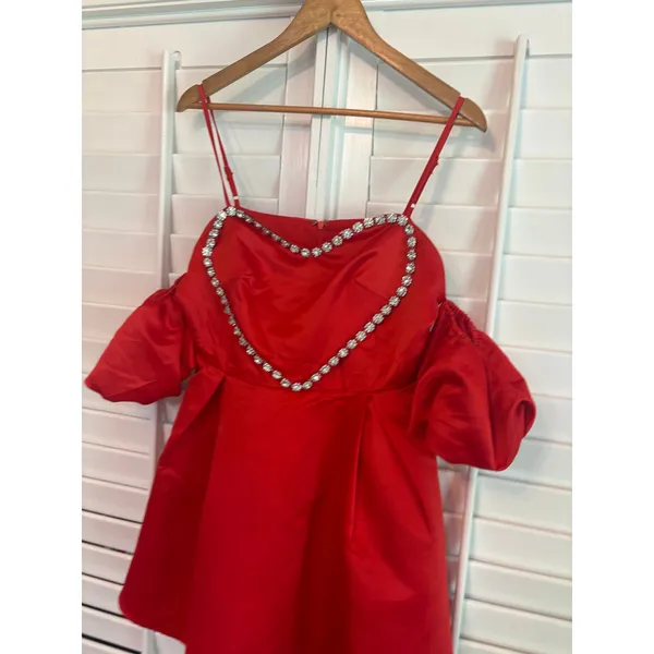 Collective The Label Red Heart‎ Jeweled Dress Size 8 - Image 4