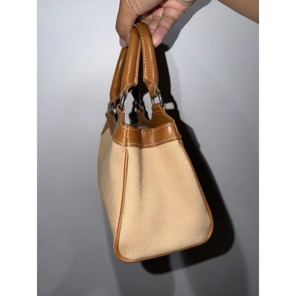 Vintage Fossil Canvas Purse Handbag Woven Handle Baguette Womens Y2K P - Image 2