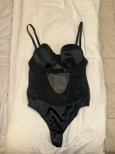 Black lingerie corset one piece bodysuit - Image 4